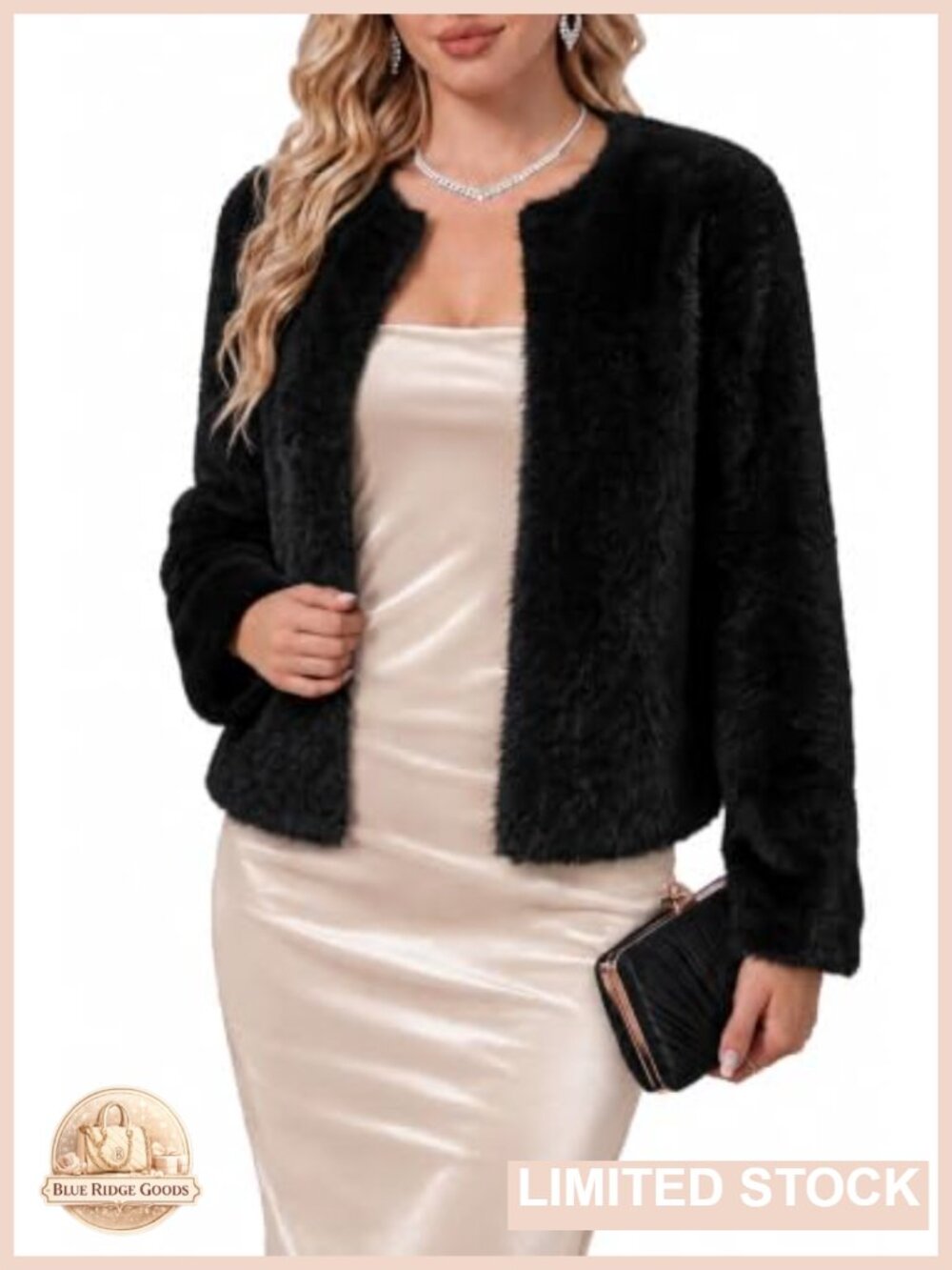 Wool Blend Faux Fur Open Front Cardigan Coat Fall Winter